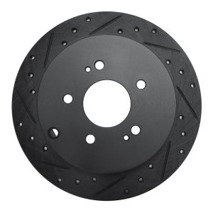 Mitsubishi Grandis Brake Rotor (1) - Rear Left - R1 Concepts - Drilled & Slotted - Black - `04-`11